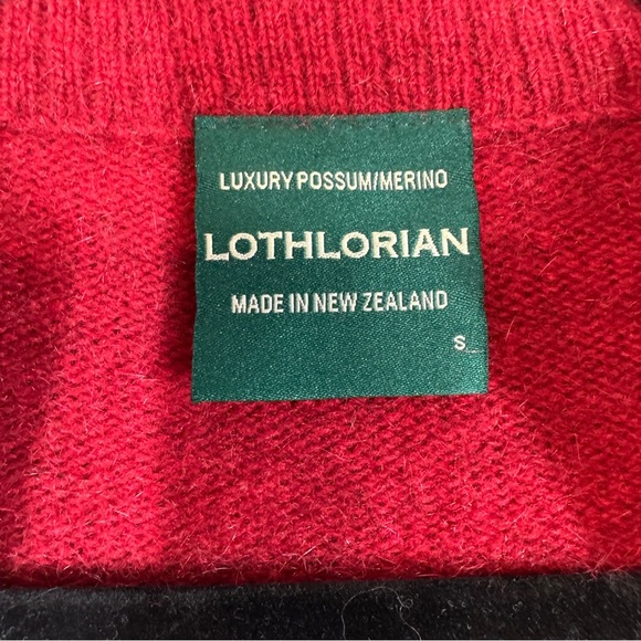 Lothlorian Red Wool Possum Blend Zip-Up Cardigan Sweater with Black Trim Women S - Picture 8 of 16